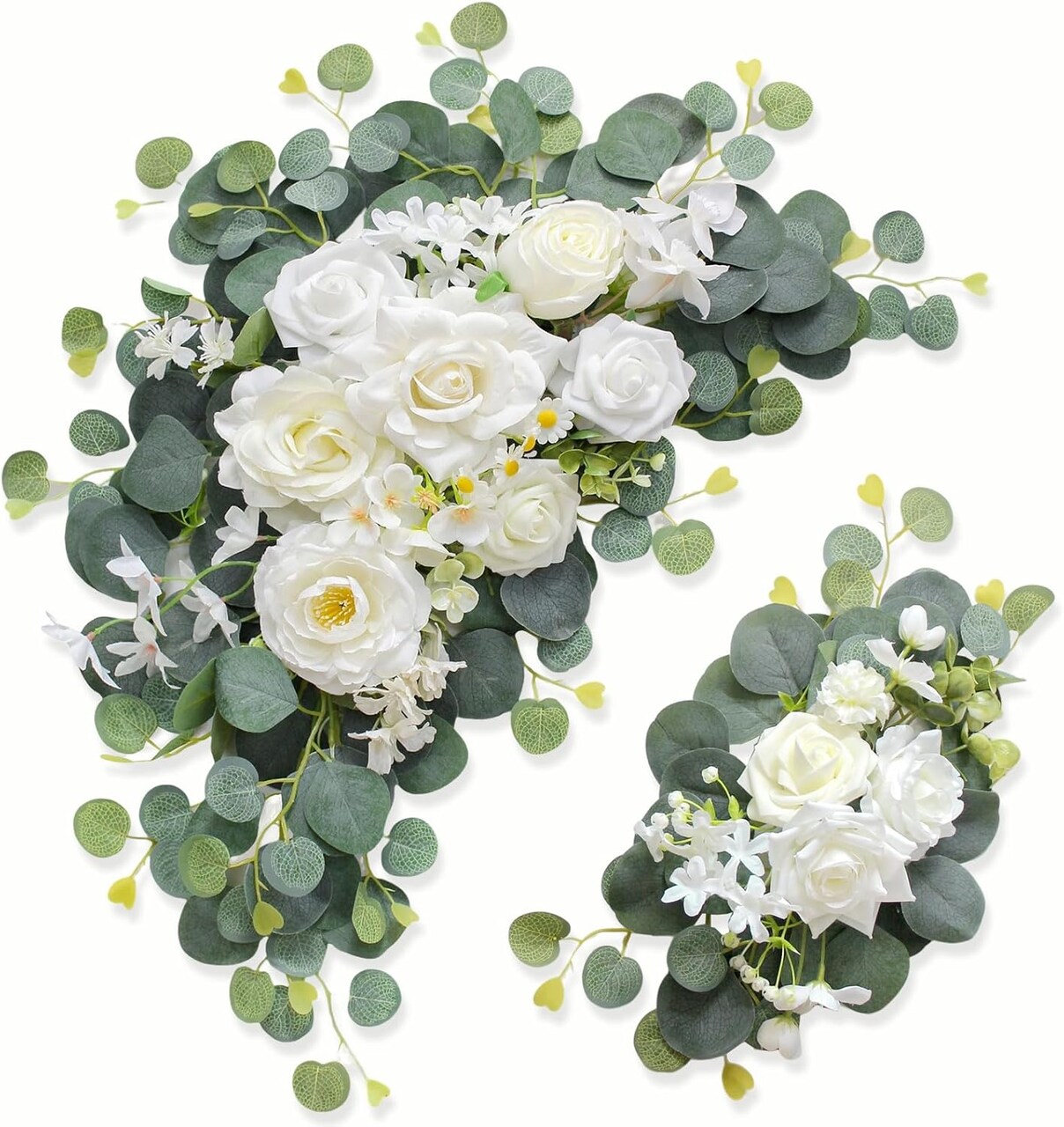 ,Set of 2 for Wedding Welcome Ceremony Sign,Artificial Wedding Arch Flowers